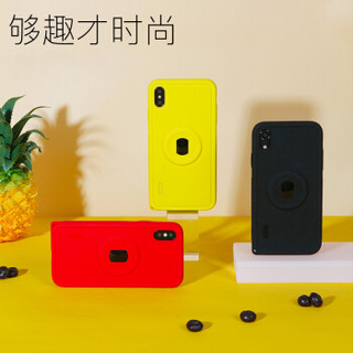 派滋 苹果iphone xr手机壳防摔 苹果xR保护套软带手挂绳短 个性新款相机壳 黑色+手绳