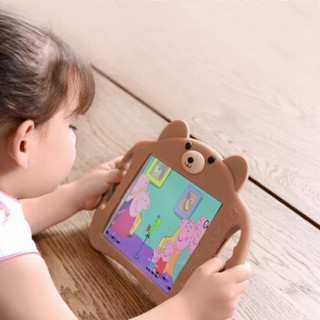派滋 苹果iPad Pro11英寸保护套儿童卡通专款 2018年新款平板电脑ipadpro11全包保护壳硅胶带支架 小熊棕色