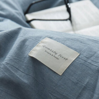 北极绒 全棉床单单件 纯棉被单色织水洗棉双人床罩席梦思保护套 清雅蓝 245*250cm 1.5/1.8米床