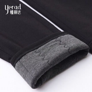 娅丽达 YERAD 2018冬季新款加绒羊毛裤黑色宽松显瘦保暖休闲直筒长裤H4763 黑色 32