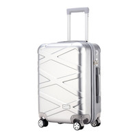 Surelaptop 拉杆箱个性条纹20英寸万向轮旅行李箱男女学生TSA密码箱休闲行李箱包银色