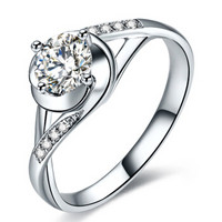 鸣钻国际 情话 PT950铂金钻戒女款 白金钻石戒指结婚求婚女戒 钻石对戒女款 90分