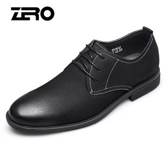 ZERO 男士磨砂皮系带简约百搭舒适耐磨商务休闲皮鞋 Z91912 黑色 38码