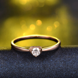 18k玫瑰金钻石心形钻戒女款 浪漫的心简约款系列纪念日礼物送女生 16