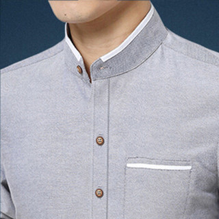 卡帝乐鳄鱼（CARTELO）衬衫 男士潮流时尚休闲百搭立领长袖衬衣A180-2210灰色3XL