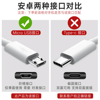 YOMO 安卓数据线 手机充电线 2A快充线Micro USB充电器线 支持华为小米vivo/oppo红米三星魅族 1米白