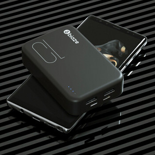 毕亚兹 移动电源/充电宝 10000毫安大容量 聚合物双输入出 体积小巧 方便携带 苹果安卓手机平板通用 DY07黑