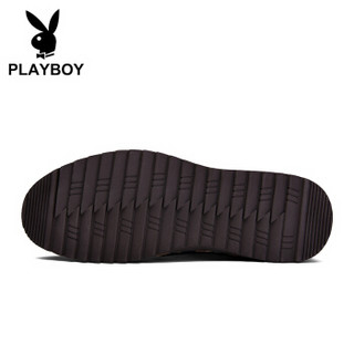 PLAYBOY 花花公子 英伦时尚商务休闲鞋男士低帮舒适 DA75140-1 黑色-加绒 41