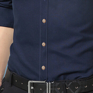 卡帝乐鳄鱼（CARTELO）衬衫 男士潮流时尚休闲百搭立领长袖衬衣A180-2210深蓝色XL