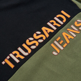 TRUSSARDI JEANS杜鲁萨迪男士军绿色棉质撞色圆领长袖卫衣52F00055 1T001705 G215 XXL码