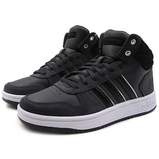 adidas 阿迪达斯 NEO 女子 休闲运动系列 HOOPS 2.0 MID 运动 休闲鞋 B42113 黑色 39码 UK6码