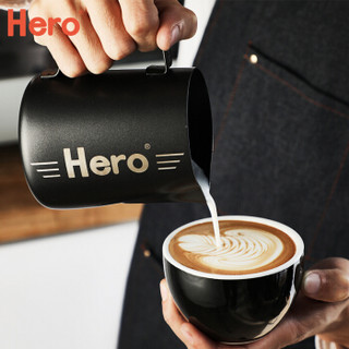 Hero特氟龙拉花杯尖嘴不锈钢奶泡杯花式咖啡配套器具 拉花缸600ml