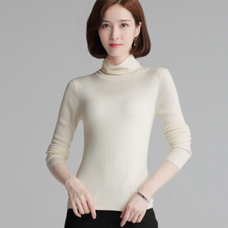 尚格帛 2018冬季新品女装羊绒衫纯色高领毛衣套头针织衫打底衫 LLPY16MP6-001GB 驼色 XL