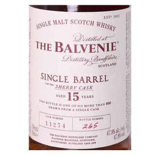 The Balvenie 百富 15年单桶雪利桶 单一纯麦威士忌 700ml