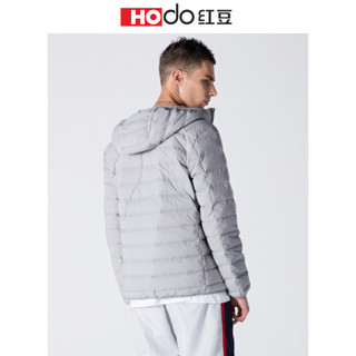 红豆 Hodo  羽绒服男外套男2018秋冬新品连帽短款轻弹轻鹅绒男士羽绒服 S2浅灰 185/104B