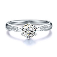 鸣钻国际 挚爱 白18k金钻戒女款 钻石戒指结婚求婚女戒 钻石对戒女款 60分 F-G/SI 15号
