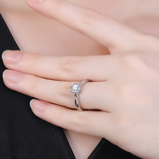 鸣钻国际 挚爱 白18k金钻戒女款 钻石戒指结婚求婚女戒 钻石对戒女款 60分 F-G/SI 10号
