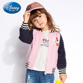 迪士尼 Disney 自营童装女童中小童针织潮酷棒球服外套2019春夏新款 DA916515E01 柔粉 90