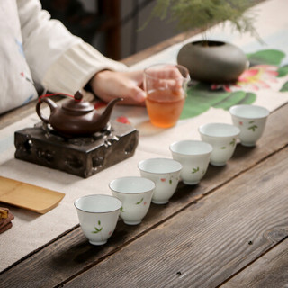 佳佰 青花小茶杯手绘陶瓷茶杯喝茶品茗杯主人杯红茶杯绿茶杯花茶杯子送礼 清影竹叙6杯礼盒装