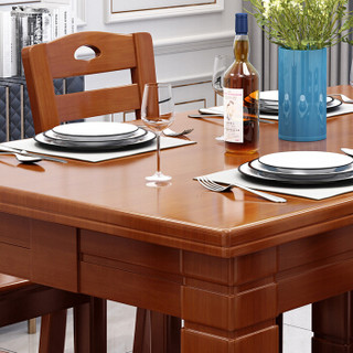 中伟实木餐桌椅组合简约现代小户型饭桌经济型餐桌长方形1桌6椅1450*950*760mm