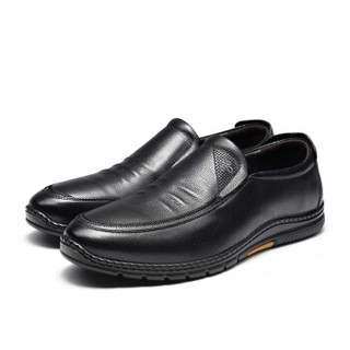 Fuguiniao 富贵鸟 商务休闲皮鞋男士舒适低帮套脚时尚S993716 黑色 41