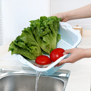 雅高 洗菜盆 双层塑料果蔬洗菜盆 方形沥水篮大号厨房沥水篮YG-C048