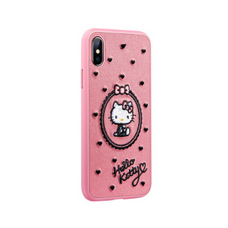 X-doria HelloKitty苹果X手机壳iPhoneX保护壳 手工3D立体刺绣全包防摔保护套 资趣刺绣粉