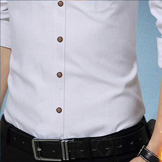 卡帝乐鳄鱼（CARTELO）衬衫 男士潮流时尚休闲百搭立领长袖衬衣A180-2210白色M