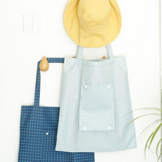 牧旅 旅行居家牛津布艺购物袋 环保大容量购物袋 可折叠外出备用袋 文艺蓝