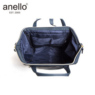 日本anello 合成皮革钢圈定型双肩背包男女旅行包B1212藏青色