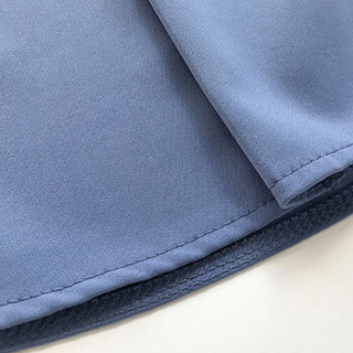 朗悦女装 2019春季新款纯色雪纺长袖衬衫女韩版气质V领衬衣LWCC191212 蓝色 S