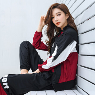 朵彩 2019新款时尚健身服三件套 女款跑步瑜伽服运动套装 黑色 XL