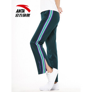 ANTA 安踏 女裤新款针织运动长裤条纹撞色潮流运动裤 A62210苔原绿 S(女160) 96918747-4