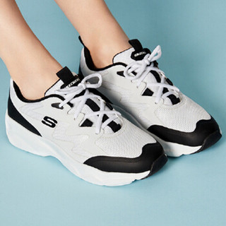 SKECHERS 斯凯奇 休闲鞋 D'lites系列 女士 熊猫复古厚底 88888155 白色/黑色 36