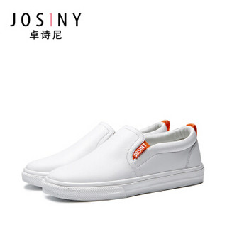 Josiny 卓诗尼 女低跟圆头深口运动纯色字母休闲鞋J132D917J781 白色 38