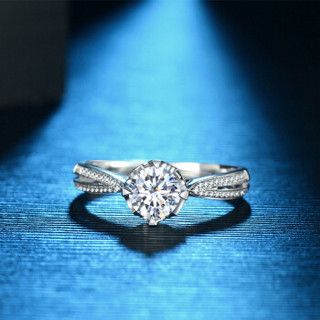 蓝色多瑙河 18K金钻石戒指四爪群镶结婚钻戒定制款 卡洛琳 HD058N