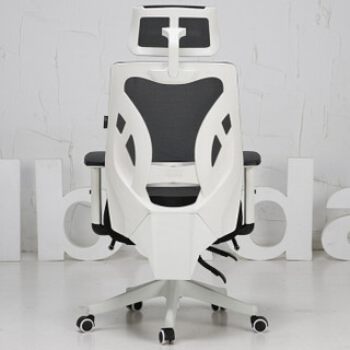 黑白调（Hbada）电脑椅子 办公椅 电竞椅 带脚托靠背椅可躺 白色138WMJ