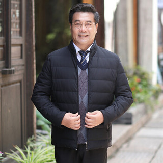 恒源祥羽绒服中老年男装休闲男士加厚2018年冬季新款立领外套 黑色 M(170/88A)