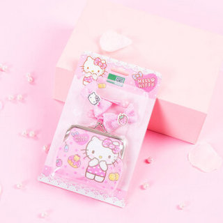 HELLOKITTY凯蒂猫皮夹饰品组 儿童可爱零钱包发夹发绳发饰创意搭配组六一女童礼物 ZH10876P粉色C款