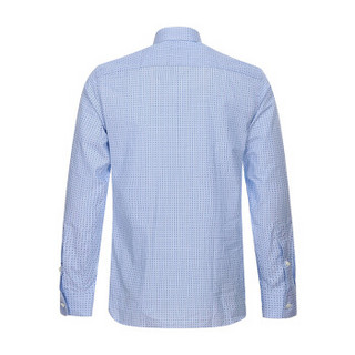Z ZEGNA 杰尼亚 奢侈品 男士浅蓝色方块图案棉质长袖衬衫 405081 9DFKTM 44 41码