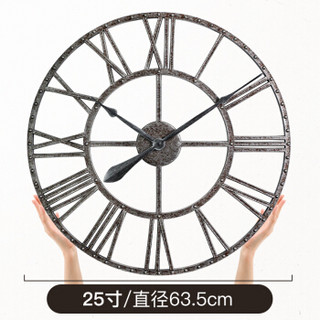码仕 挂钟钟表客厅静音个性石英钟北美创意复古挂表大时钟 25寸罗马字2503