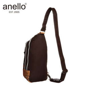 anello 阿耐洛 哑光皱纹PU单肩背包潮流拼接胸包 AT-25152 深棕色