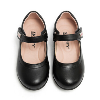 斯纳菲女童皮鞋 儿童真皮黑色公主鞋女孩单鞋新款小皮鞋18848黑色30