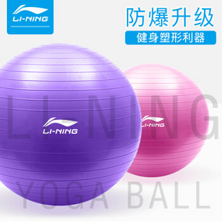 李宁（LI-NING）瑜伽球 65cm加厚防滑健身球 专业防爆材质男女通用孕妇助产弹力球 赠全套充气装备 紫色