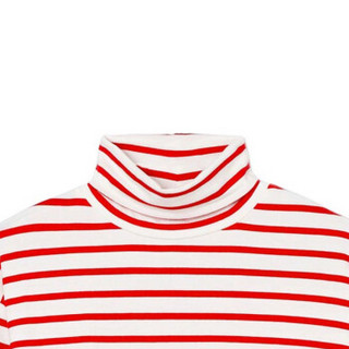 Gap旗舰店 女装 莫代尔条纹长袖T恤 女士高领打底400634 正红色 170/100A(L)