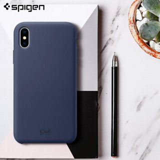 SPIGEN 苹果XS Max手机壳 iPhone xs max保护套液态硅胶磨砂防摔保护壳男女纯色潮牌手机软壳 蓝色