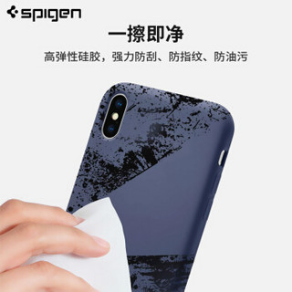 SPIGEN 苹果XS Max手机壳 iPhone xs max保护套液态硅胶磨砂防摔保护壳男女纯色潮牌手机软壳 蓝色