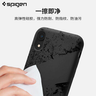 SPIGEN 苹果XR手机壳 iPhone XR保护套液态硅胶磨砂防摔保护壳男女纯色潮牌手机软壳 黑色