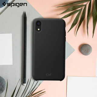 SPIGEN 苹果XR手机壳 iPhone XR保护套液态硅胶磨砂防摔保护壳男女纯色潮牌手机软壳 黑色