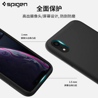 SPIGEN 苹果XR手机壳 iPhone XR保护套液态硅胶磨砂防摔保护壳男女纯色潮牌手机软壳 黑色